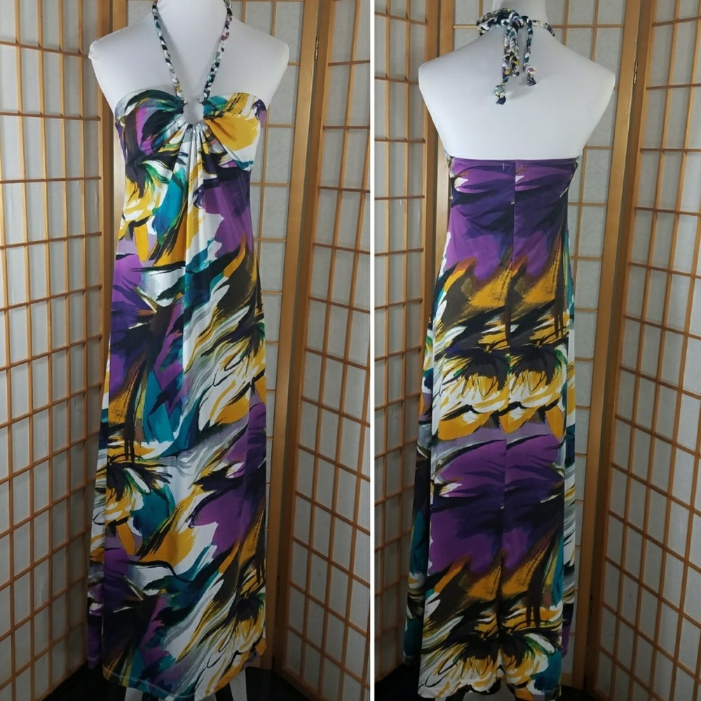 Poetry purple halter neck maxi dress